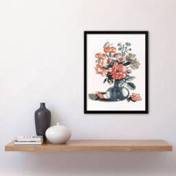 Artery8 Flower Bouquet in a Vase Still Life Teyler Framed Wall Art Print in White - Size: A4 - thumbnail 2