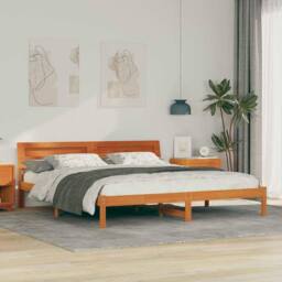 Berkfield Home Modern with LED Strip Lights with Headboard Brown 200 x 200 cm So - thumbnail 2