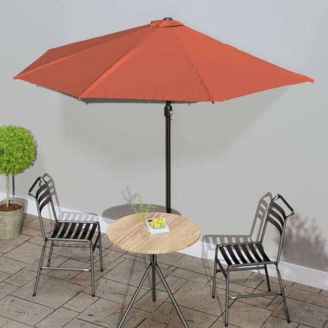 Berkfield Home Balcony Parasol with Aluminium Pole Terracotta 300x155x223 cm Half in Brown - Size: 300 x 155 x 223 cm - image 1