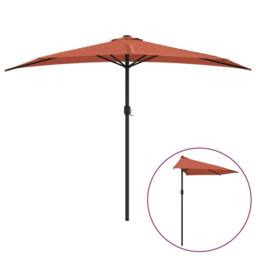 Berkfield Home Balcony Parasol with Aluminium Pole Terracotta 300x155x223 cm Half in Brown - Size: 300 x 155 x 223 cm - thumbnail 2