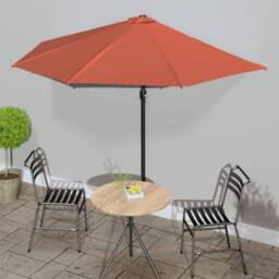 Berkfield Home Balcony Parasol with Aluminium Pole Terracotta 300x155x223 cm Half in Brown - Size: 300 x 155 x 223 cm - thumbnail 1