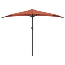 Berkfield Home Balcony Parasol with Aluminium Pole Terracotta 300x155x223 cm Half in Brown - Size: 300 x 155 x 223 cm - thumbnail 3