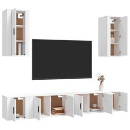 Berkfield Home 6 Piece TV Cabinet Set White Engineered Wood - thumbnail 3