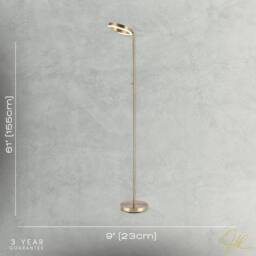 Happy Homewares Modern LED Halo Ring Floor Lamp with CCT Dimmer Button in Metallic Gold - thumbnail 7