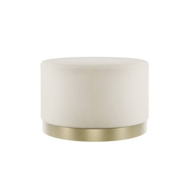 Lemon Pavilion Furniture Lara Large Pouffe - L60.5 x W60.5 x H35.5 cm - Cream/Gold Brushed in White - Size: 1 Pack - image 1