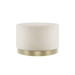 Lemon Pavilion Furniture Lara Large Pouffe - L60.5 x W60.5 x H35.5 cm - Cream/Gold Brushed in White - Size: 1 Pack