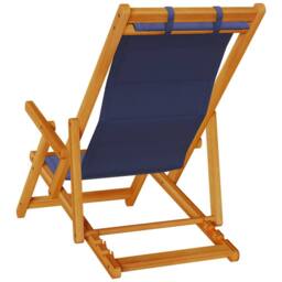 Berkfield Home Folding Beach Chair with Armrests Blue Acacia Wood & Textilene - thumbnail 7