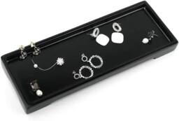ATEK Bathroom Vanity Tray, Resin Dresser Jewelry Ring Dish Tank Storage Kitchen Sink Countertop Organiser Plate Holder for Candles Soap in Black - thumbnail 3