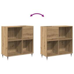 Berkfield Home Record Cabinet Artisan Oak 84, 5x38x89 cm Engineered Wood in Brown - Size: 5 x 38 x 89 cm - thumbnail 9
