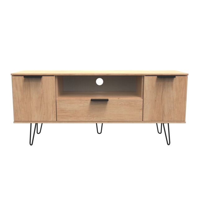 Ready Assembled 2 U Fuji 2 Door 1 Drawer Wide TV Unit (Ready Assembled) in Natural - Size: Large - image 1