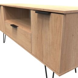 Ready Assembled 2 U Fuji 2 Door 1 Drawer Wide TV Unit (Ready Assembled) in Natural - Size: Large - thumbnail 4