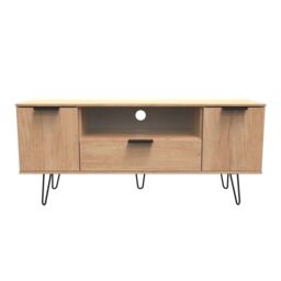Ready Assembled 2 U Fuji 2 Door 1 Drawer Wide TV Unit (Ready Assembled) in Natural - Size: Large - thumbnail 1