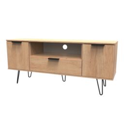 Ready Assembled 2 U Fuji 2 Door 1 Drawer Wide TV Unit (Ready Assembled) in Natural - Size: Large - thumbnail 3