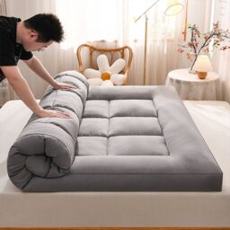 VOGREX 10cm Plush Hotel-Quality Mattress Pad for Added Comfort in Grey - thumbnail 4
