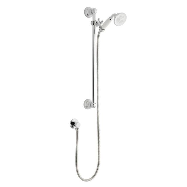 Clifton Shower Slide Rail Kit with Chrome Hose Shower Head & Wall Mount in Metallic Silver