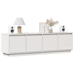 Berkfield Home TV Cabinet White 156x37x45 cm Solid Wood Pine - Size: 156 x 37 x 45 cm - thumbnail 3