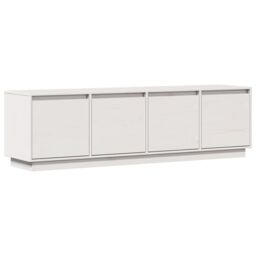 Berkfield Home TV Cabinet White 156x37x45 cm Solid Wood Pine - Size: 156 x 37 x 45 cm - thumbnail 2
