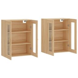 Berkfield Home Wall Mounted Cabinets 2 pcs Sonoma Oak Engineered Wood in Brown - thumbnail 4