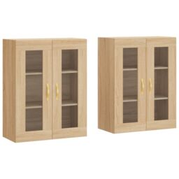 Berkfield Home Wall Mounted Cabinets 2 pcs Sonoma Oak Engineered Wood in Brown - thumbnail 2