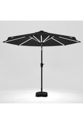 Garden Sanctuary Solar Powered LED Garden Parasol Patio Umbrella with Plastic Fillable Base in Dark Grey - thumbnail 5