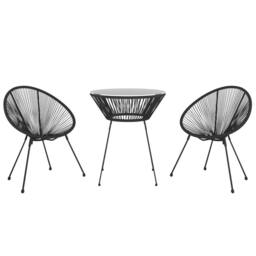 Berkfield Home Timeless 3 Piece Garden Dining Set Black - thumbnail 1