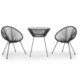 Berkfield Home Timeless 3 Piece Garden Dining Set Black - thumbnail 3
