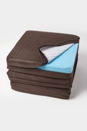 Homescapes Quilted Polyester 3 Seater Orthopaedic Booster Cushion Cover in Chocolate - thumbnail 1