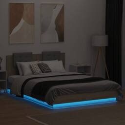 Berkfield Home Durable Bed Frame with LED without Mattress Sonoma Oak 140x200 cm in Light Oak - thumbnail 4