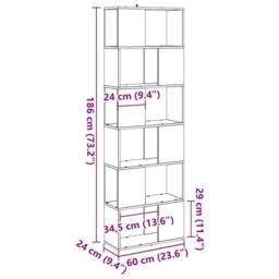 Berkfield Home Classic Book Cabinet/Room Divider Old Wood 60x24x186 cm in Brown - Size: 60 x 24 x 186 cm - thumbnail 9