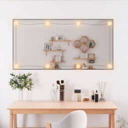 Berkfield Home Wall Mirror with LED Lights 50x100 cm Glass Rectangle in Silver - thumbnail 3