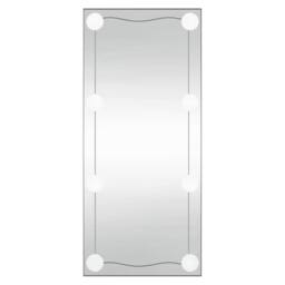 Berkfield Home Wall Mirror with LED Lights 50x100 cm Glass Rectangle in Silver - thumbnail 5