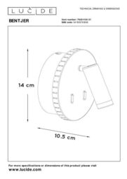Lucide 'BENTJER' Modern Non Dimmable Tiltable Stylish Reading Wall Light in White - thumbnail 6