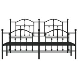 Berkfield Home Metal Bed Frame with Headboard & Footboard Black 180x200 cm Super King - thumbnail 5