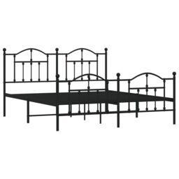 Berkfield Home Metal Bed Frame with Headboard & Footboard Black 180x200 cm Super King - thumbnail 4