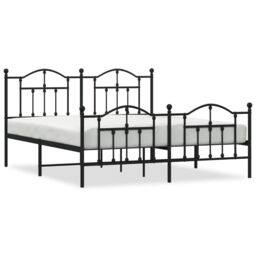 Berkfield Home Metal Bed Frame with Headboard & Footboard Black 180x200 cm Super King - thumbnail 2