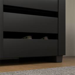 Nordara 5 Tier Shoe Cabinet Slatted Doors Storage Organizer Black - Size: 100 cm x 60 cm - thumbnail 3