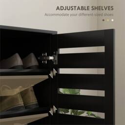 Nordara 5 Tier Shoe Cabinet Slatted Doors Storage Organizer Black - Size: 100 cm x 60 cm - thumbnail 6