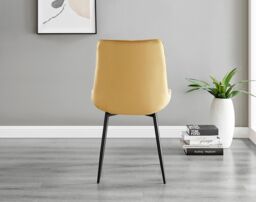 FurnitureboxUK Giovani 6-Seater Grey Glass Dining Table & 6 Pesaro Soft Velvet Dining Chairs in Mustard - thumbnail 9