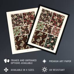 "Artery8 Pink Green Floral Patterns Racinet Vintage Wall Art Print Poster - Size: W12"" x H16""" - thumbnail 2