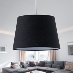 First Choice Lighting Set of 2 Black Cotton 23cm Tapered Cylinder Pendant or Lamp Shades - thumbnail 5
