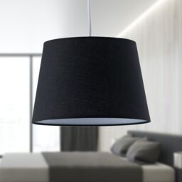 First Choice Lighting Set of 2 Black Cotton 23cm Tapered Cylinder Pendant or Lamp Shades - thumbnail 4