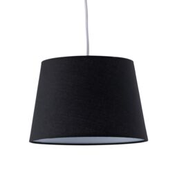 First Choice Lighting Set of 2 Black Cotton 23cm Tapered Cylinder Pendant or Lamp Shades - thumbnail 2