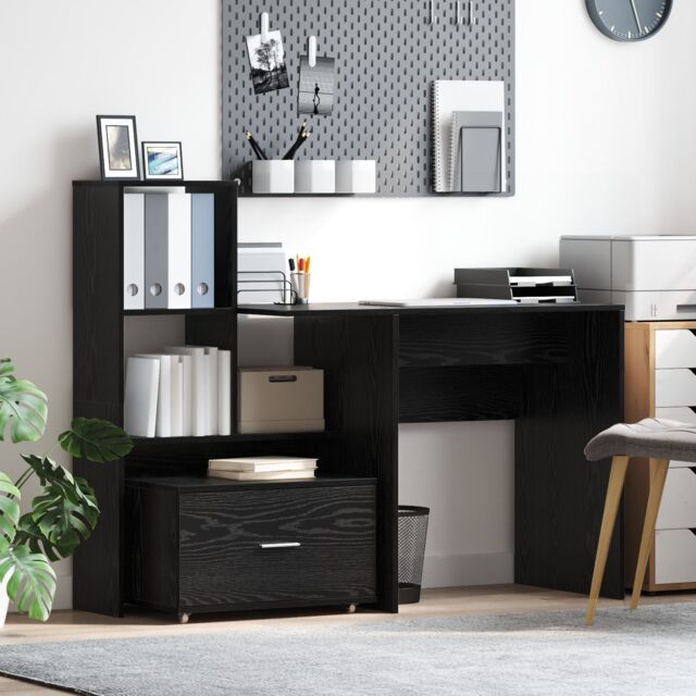 Berkfield Home Drawer Cabinet Black oak Engineered wood Compact Drawer Cabinet - image 1