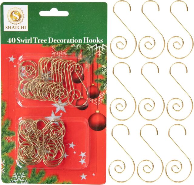 Shatchi 40Pcs Swirl Tree Decoration Hooks - Decorative & Durable in Gold - Size: 1 Pack - image 1