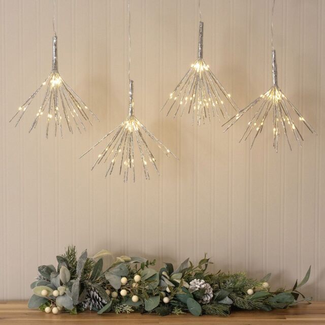 ValueLights Indoor/Outdoor 4 Pack Exploding Christmas Star Lights 20 Warm White Bulbs in Silver - image 1