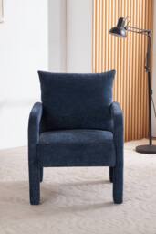 Living and Home Chenille Upholstered Accent Chair with Lumbar Pillow in Blue - thumbnail 2