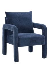 Living and Home Chenille Upholstered Accent Chair with Lumbar Pillow in Blue - thumbnail 9