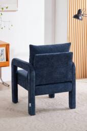 Living and Home Chenille Upholstered Accent Chair with Lumbar Pillow in Blue - thumbnail 4