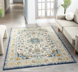 Desire Rugs San Marino Living Room Area Rug - Low Pile Medallion Floral Design - Size: 60 cm x 220 cm - thumbnail 1