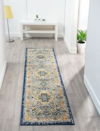 Desire Rugs San Marino Living Room Area Rug - Low Pile Medallion Floral Design - Size: 60 cm x 220 cm - thumbnail 6